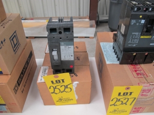LOT (3) BREAKERS, CIRCUIT TYPE, 100 AMP RATING, 480 AC, 250 DC VOLT RATING, 2 POLE, THERMAL MAGNETIC KIND. 10KA INTERRUPTING CURRENT AT250VDC, UL LISTED, MOLDED CASE CONSTRUCTION. CURVE# GES-6115B. PART # TED124100WL (W-44) LOADING & HANDLING FEE $5-